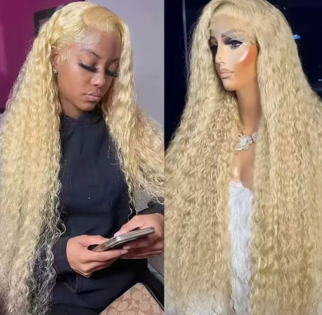 Jet Black Deep Wave Lace Frontal Wig for Women, Natural Looking Black Wavy Wig with Pre-Plucked Hairline