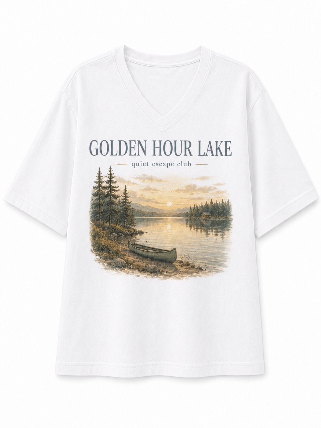 Golden Hour Lake Club V-Neck Tee