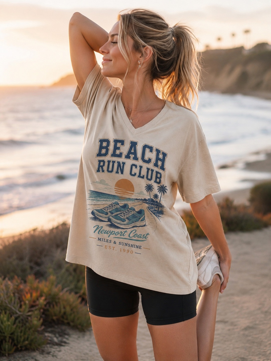 Beach Run Club V-Neck Tee