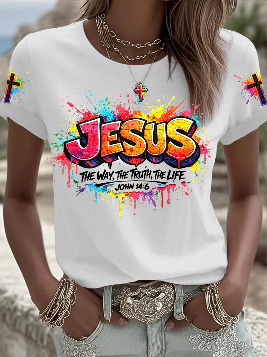 Women's Christian Jesus Cross Short Sleeve T-shirt