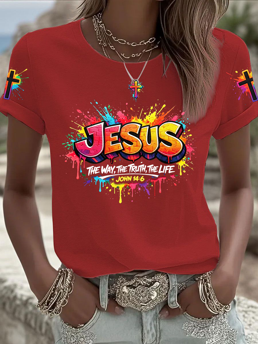 Women's Christian Jesus Cross Short Sleeve T-shirt