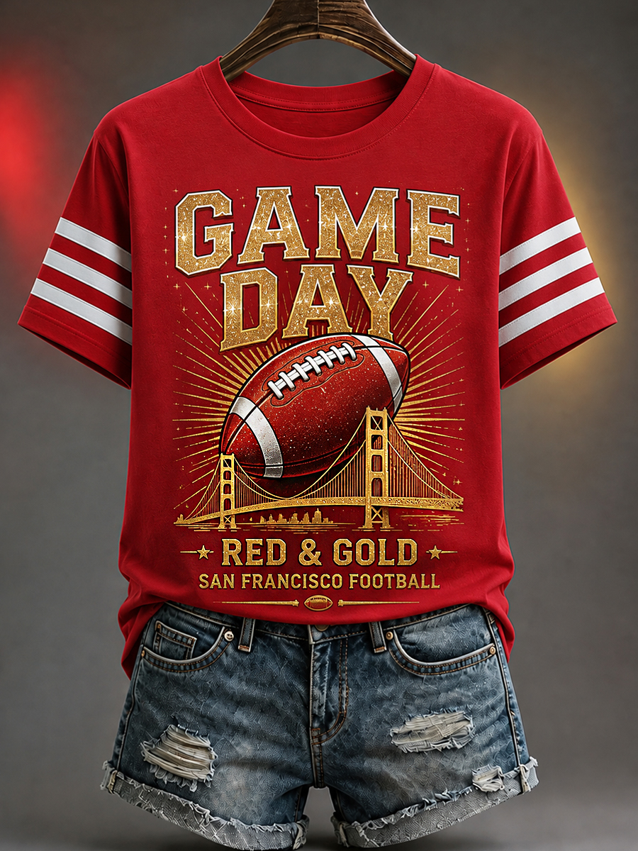 Women's Football Gameday Gift For Football Fans Casual Tee