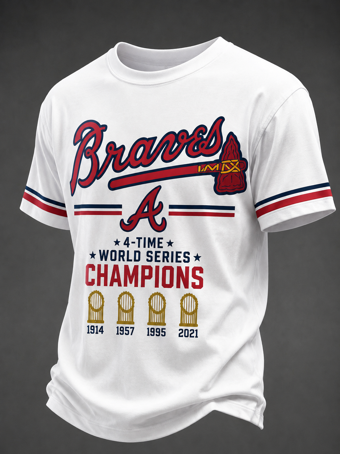 4-Time World Series Champions Premium Cotton-Blend Tee – Classic Baseball T-Shirt with Vintage Logo and Trophy Design