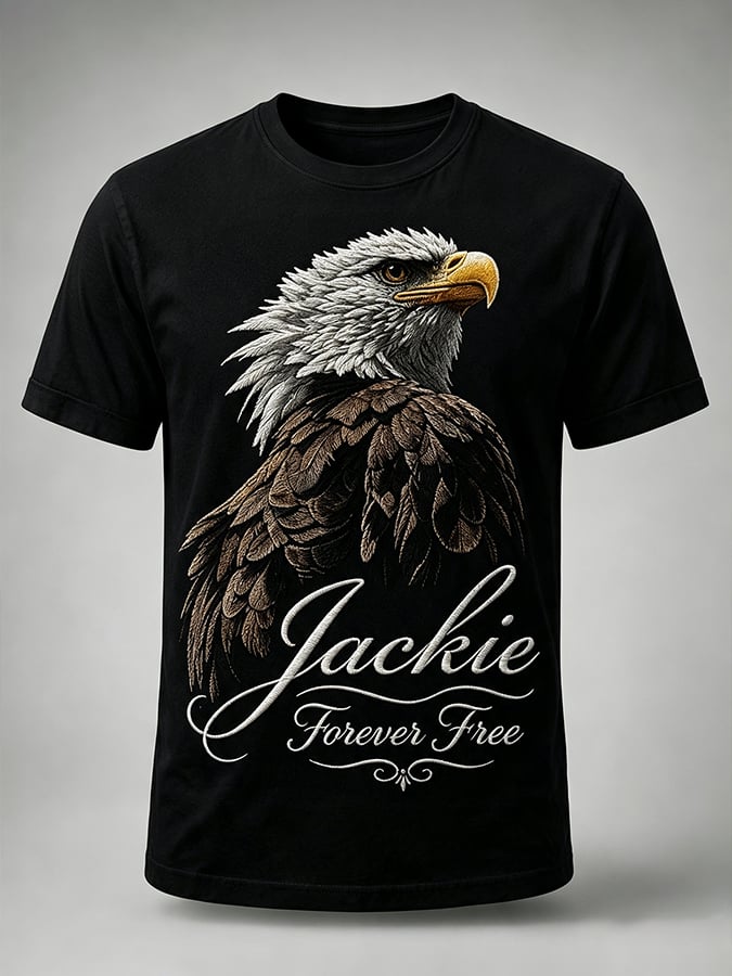 Casual Bald Eagle "Jackie" Print T-Shirt
