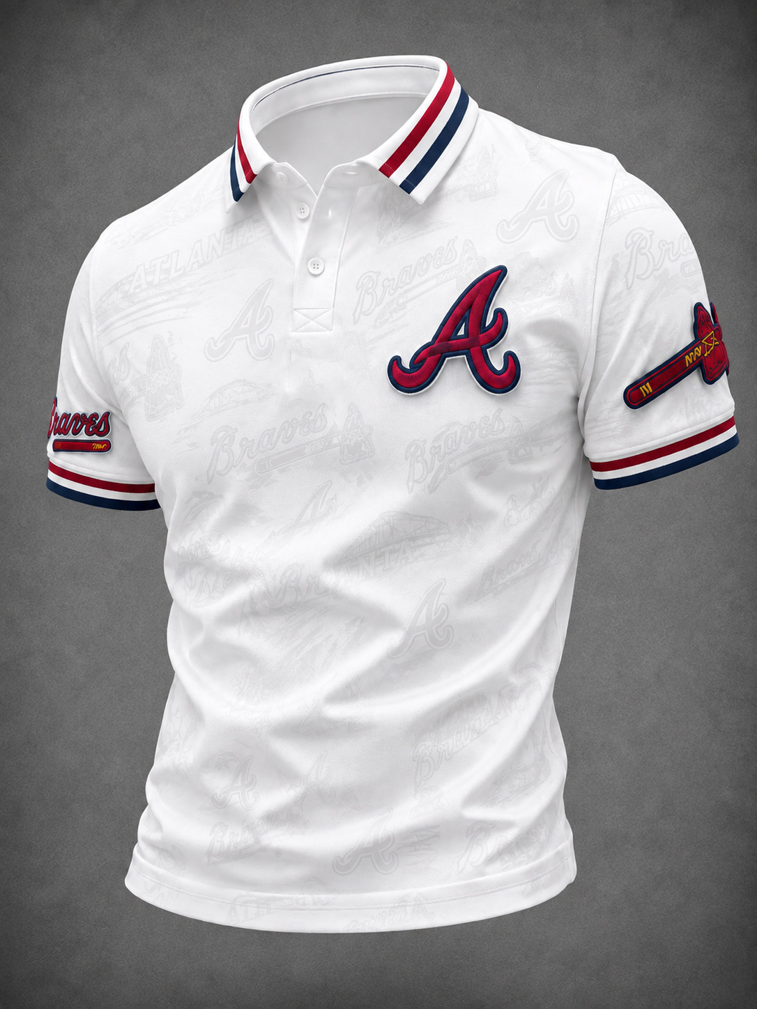 Atlanta Braves Inspired Premium Cotton-Blend Polo Shirt – Classic Fit, Embroidered Logo & Striped Collar for Casual Wear