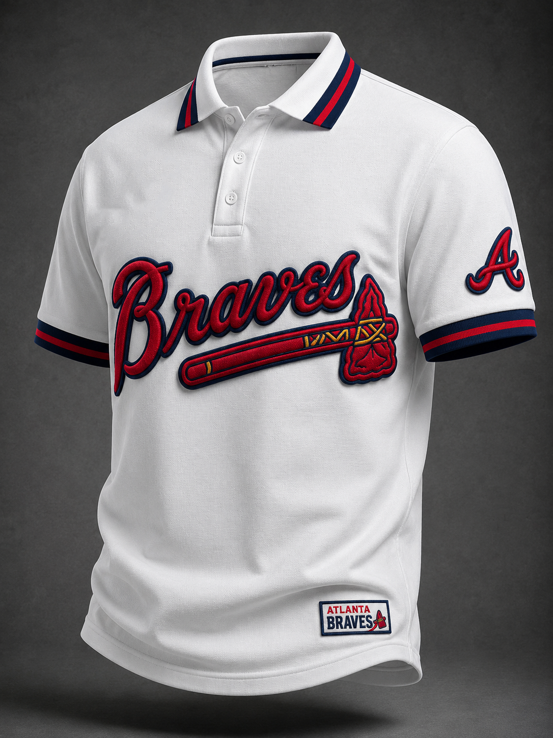 Atlanta Braves Inspired Premium Cotton-Blend Polo Shirt – Classic Fit, Embroidered Logo & Striped Collar for Casual Wear