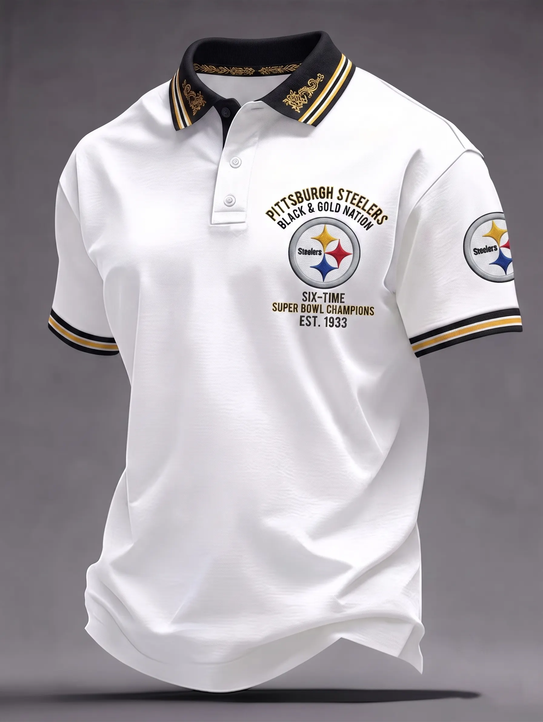 Men's Casual Football Print Polo Shirt
