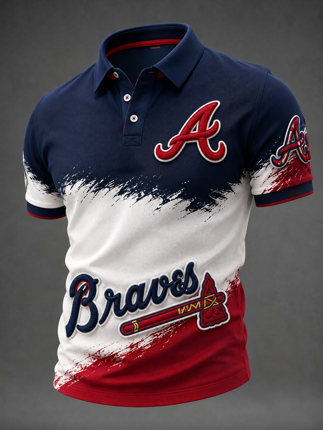 Atlanta Braves Inspired Premium Cotton-Blend Polo Shirt – Classic Fit, Embroidered Logo & Striped Collar for Casual Wear