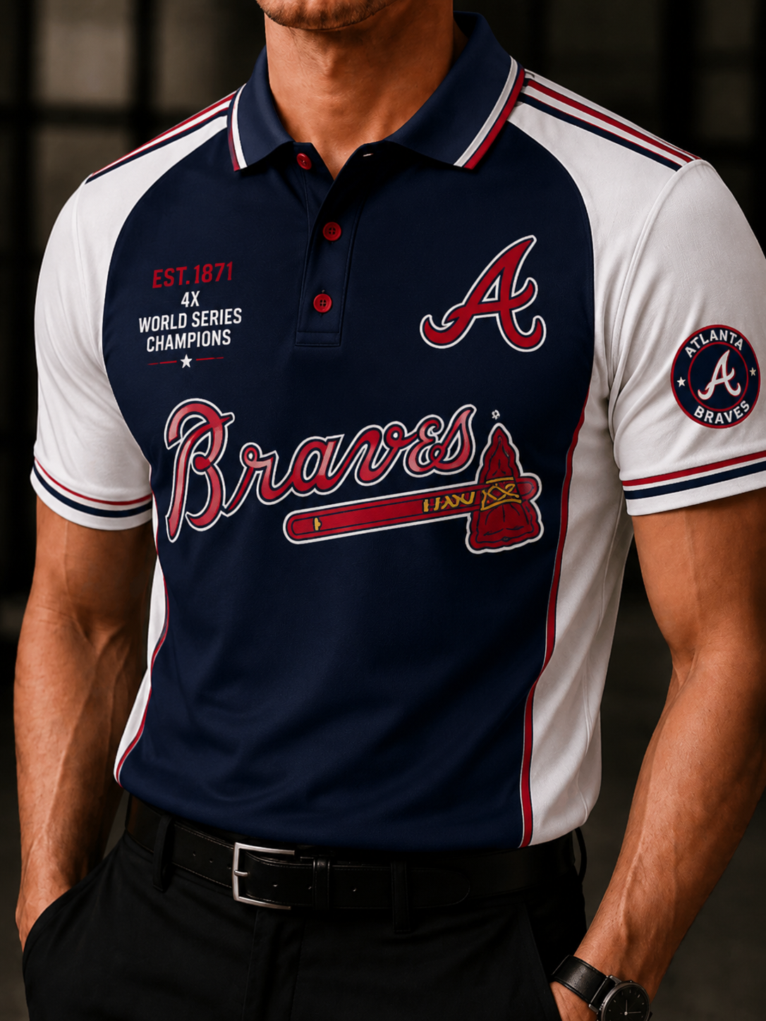Men's Premium Cotton-Blend Polo Shirt – Classic Team Logo Design, Breathable Fit for Casual & Game Day Wear