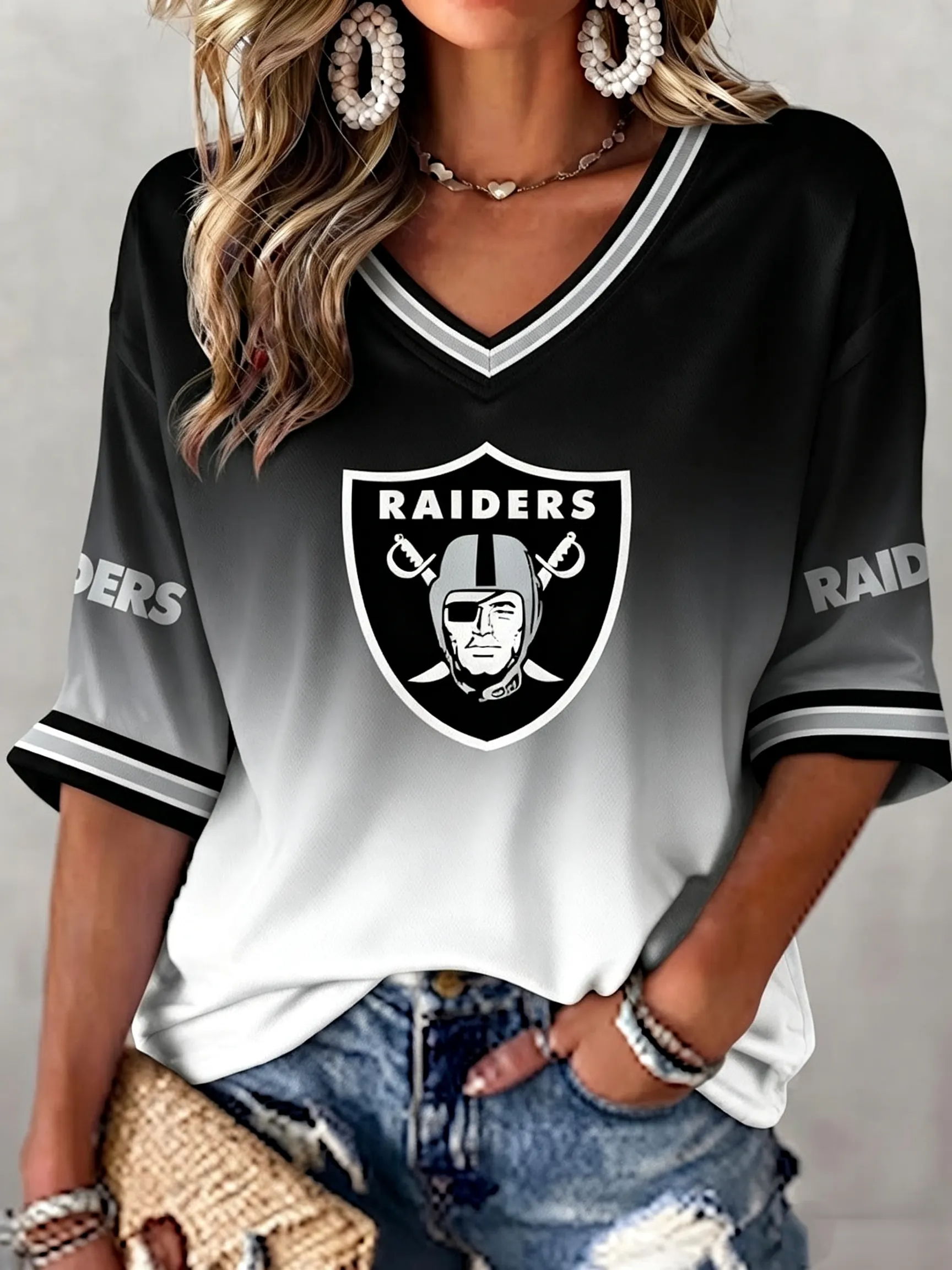 Women's Casual Football Print Top