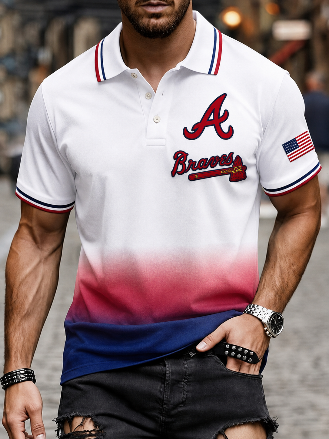 Atlanta Braves Inspired Premium Cotton-Blend Polo Shirt – Classic Fit, Embroidered Logo & Striped Collar for Casual Wear