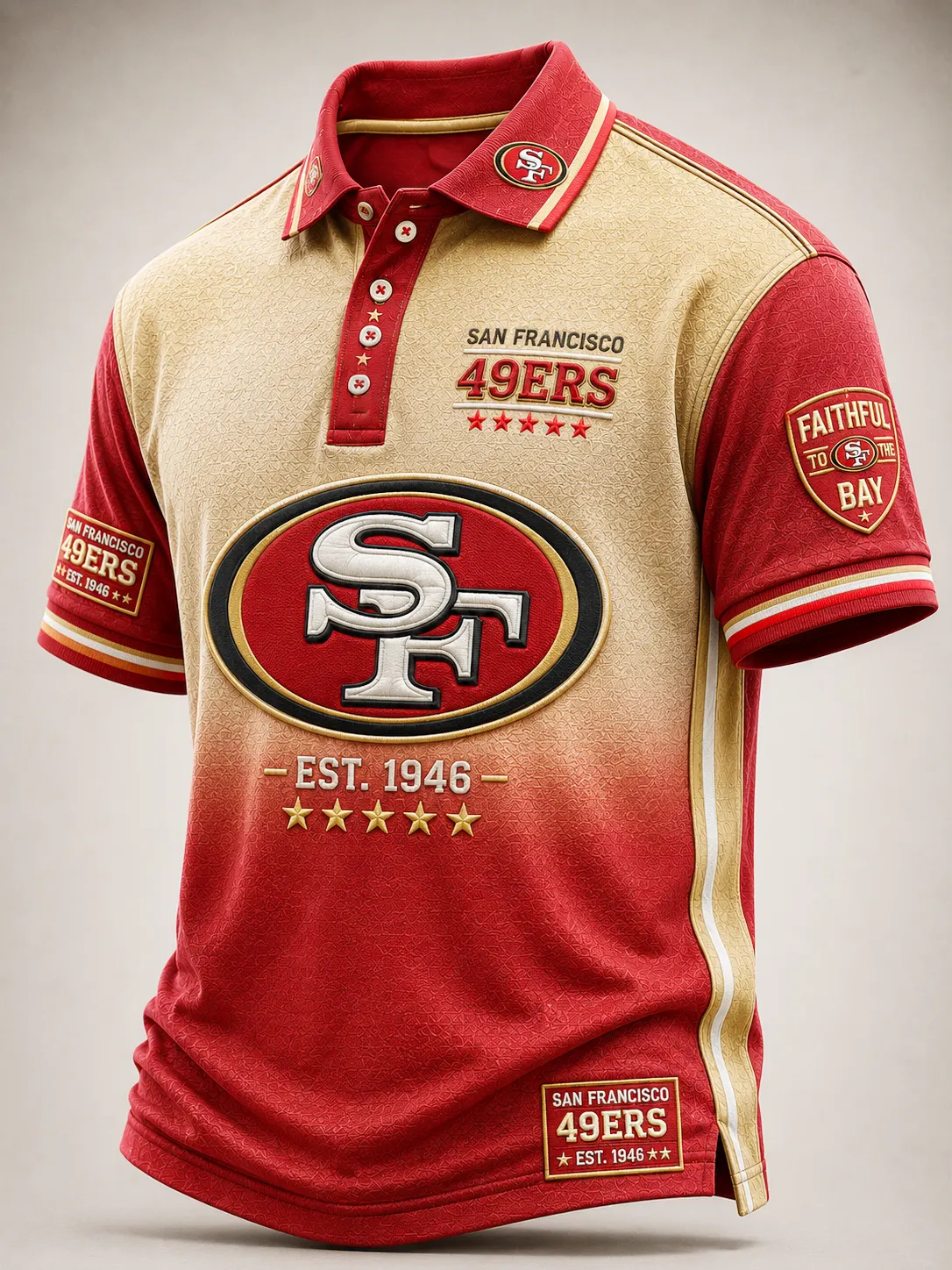 Men's Football Printed Short-Sleeve Polo Shirt