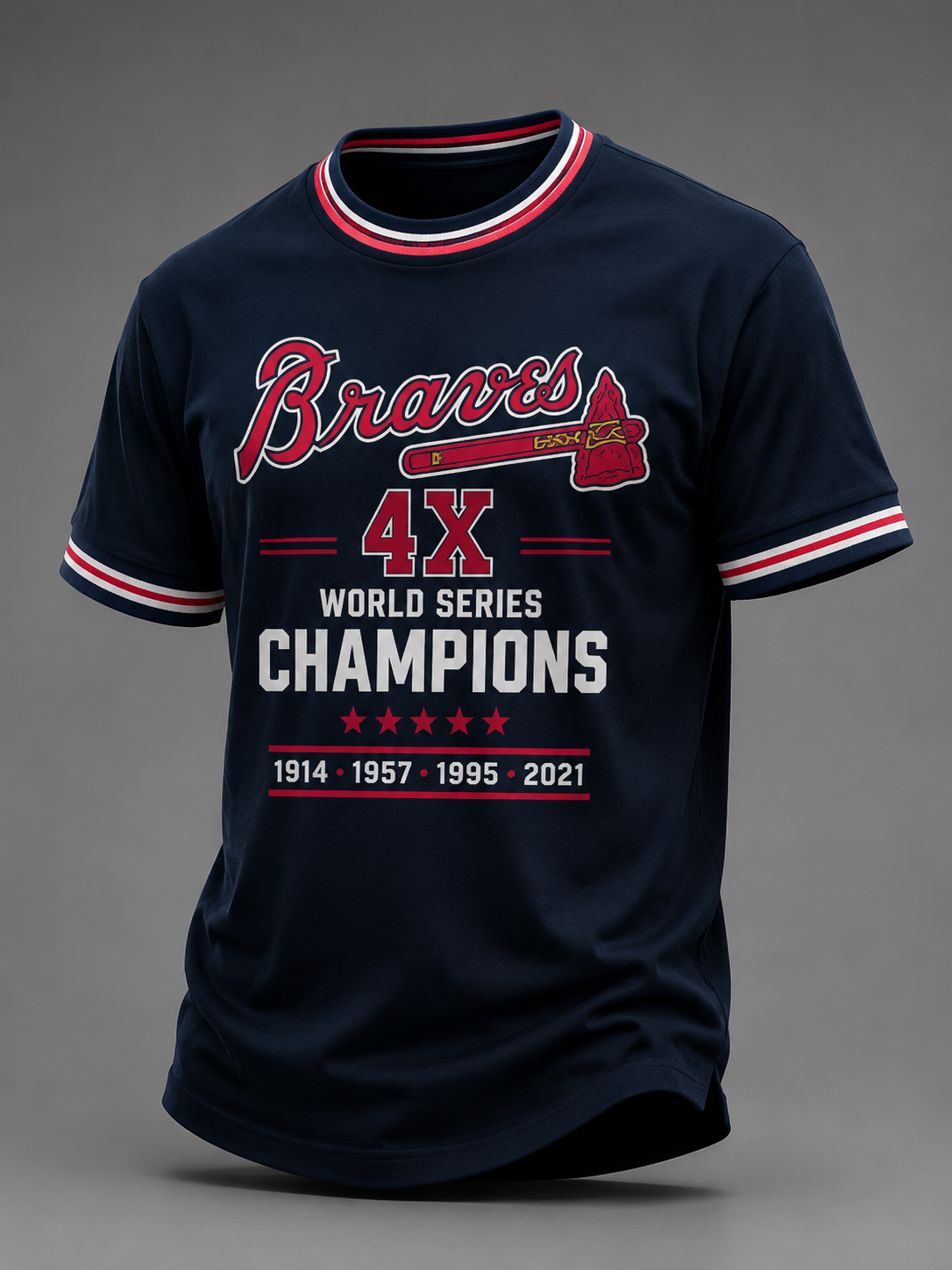 4-Time World Series Champions Premium Cotton-Blend Tee – Classic Baseball T-Shirt with Vintage Logo and Trophy Design