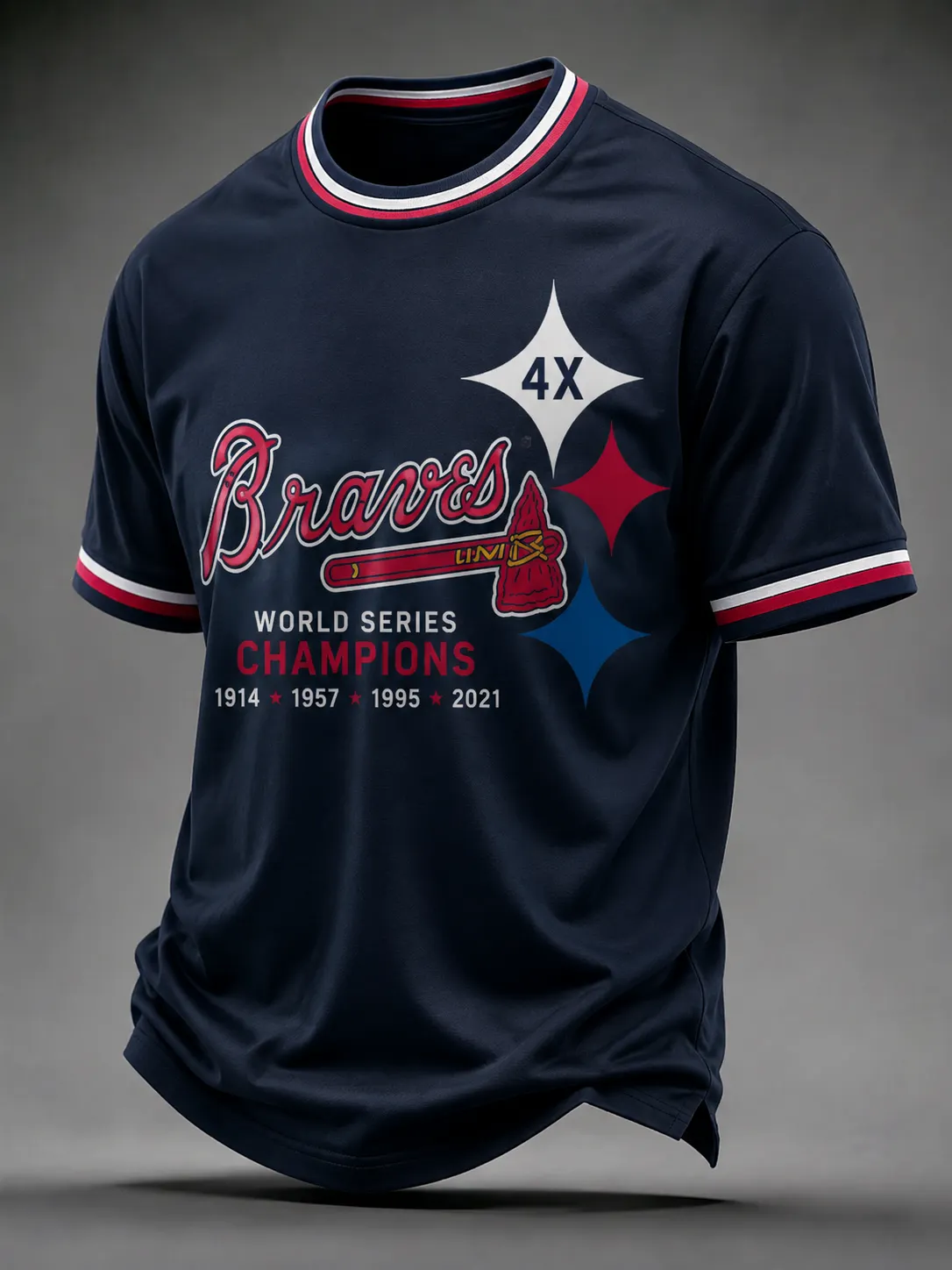 4-Time World Series Champions Premium Cotton-Blend Tee – Classic Baseball T-Shirt with Vintage Logo and Trophy Design