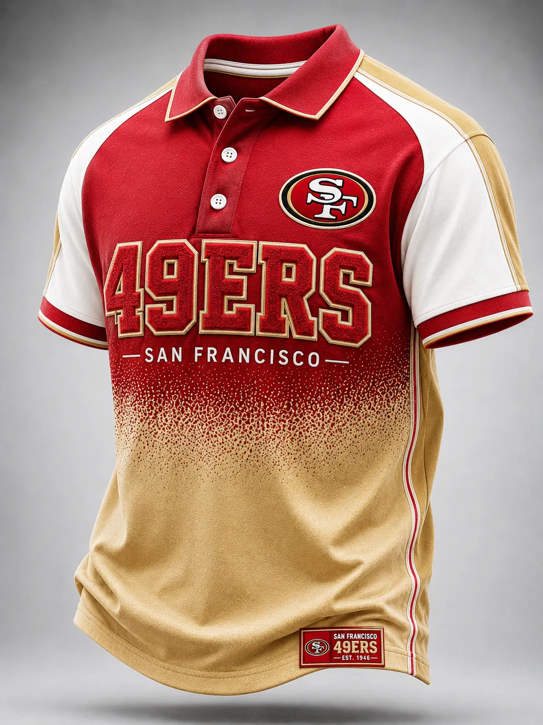 Men's Football Printed Short-Sleeve Polo Shirt