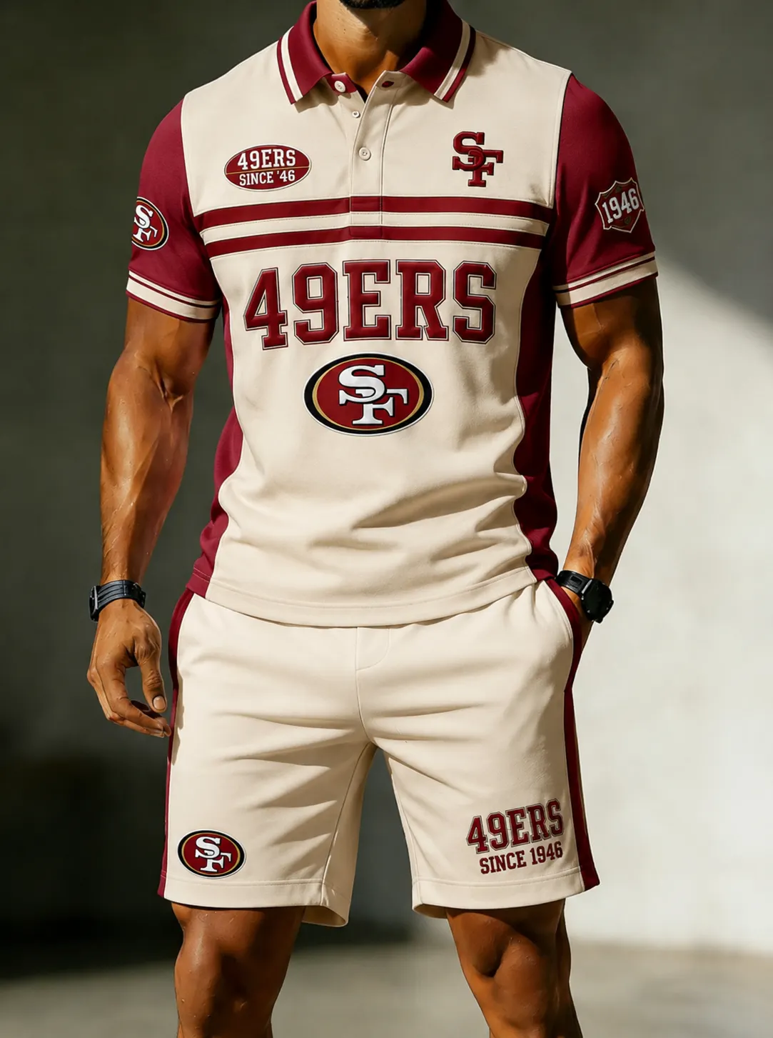49ers Inspired Football Polo Shirt