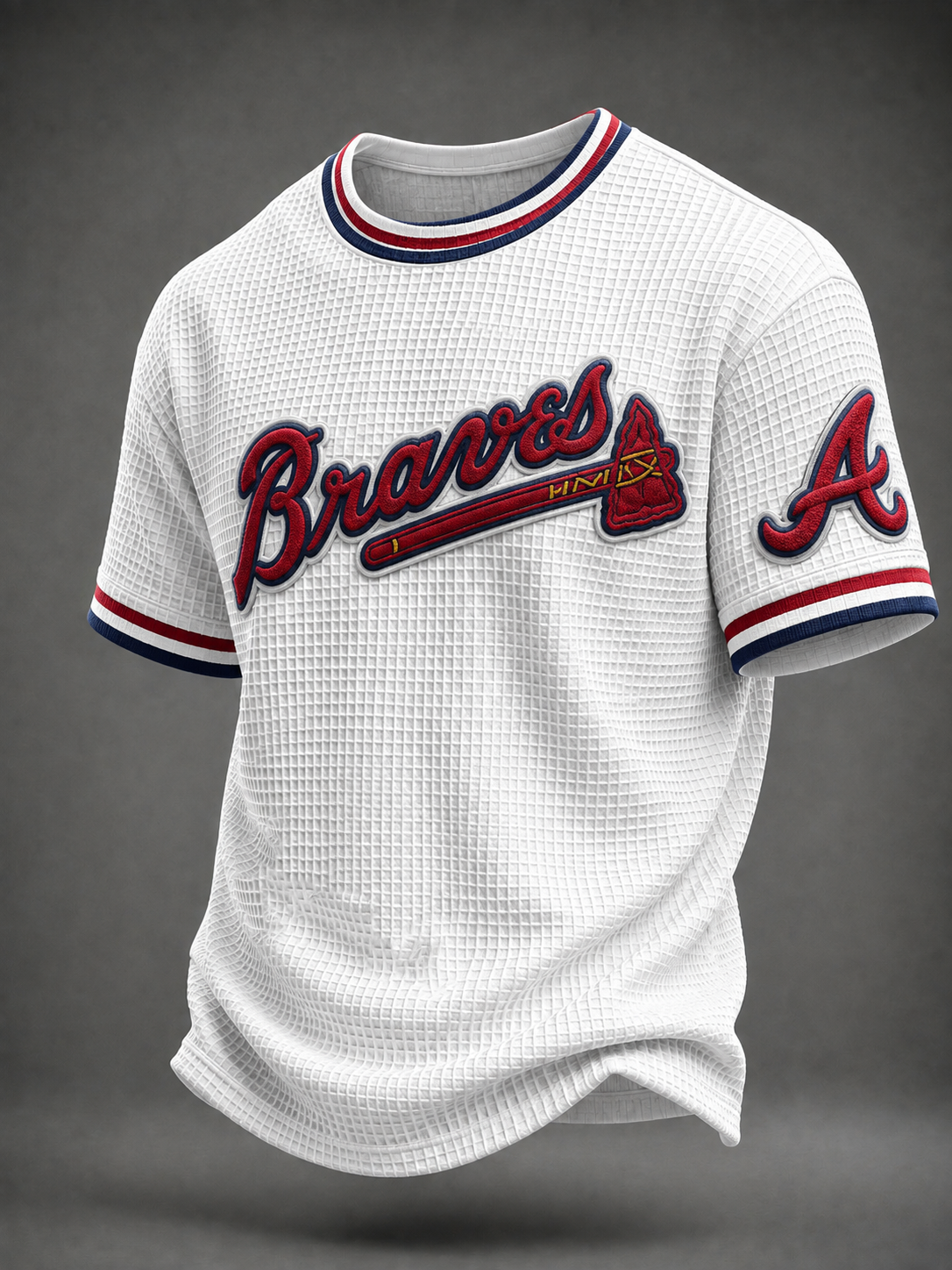 Atlanta Braves Inspired Waffle-Knit Cotton Blend Performance T-Shirt – Breathable, Stylish Fan Apparel for Casual Wear