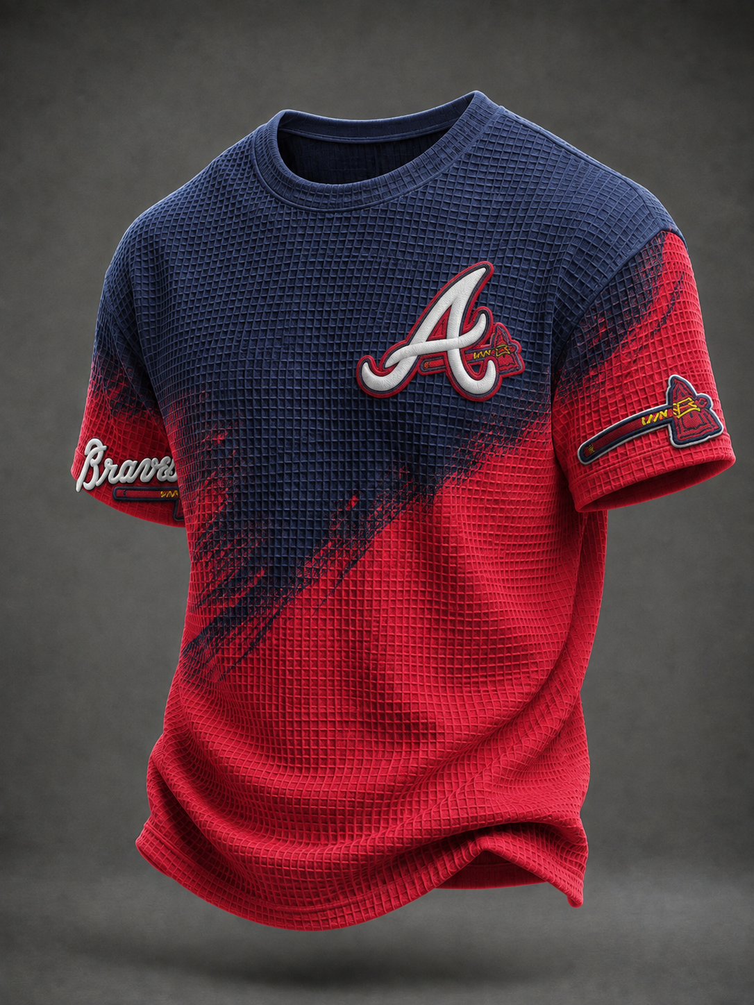 Atlanta Braves Inspired Waffle-Knit Cotton Blend Performance T-Shirt – Breathable, Stylish Fan Apparel for Casual Wear