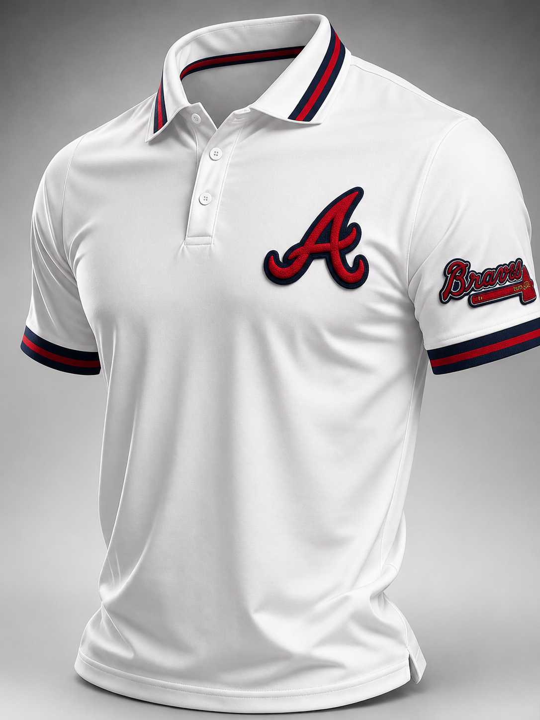 Atlanta Braves Inspired Premium Cotton-Blend Polo Shirt – Classic Fit, Embroidered Logo & Striped Collar for Casual Wear