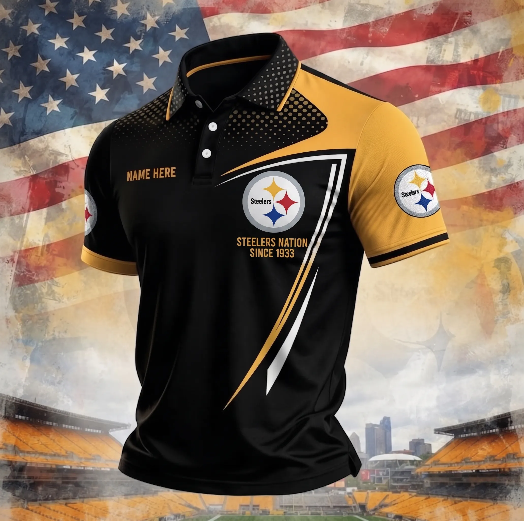 Men's Casual Football Print Polo Shirt
