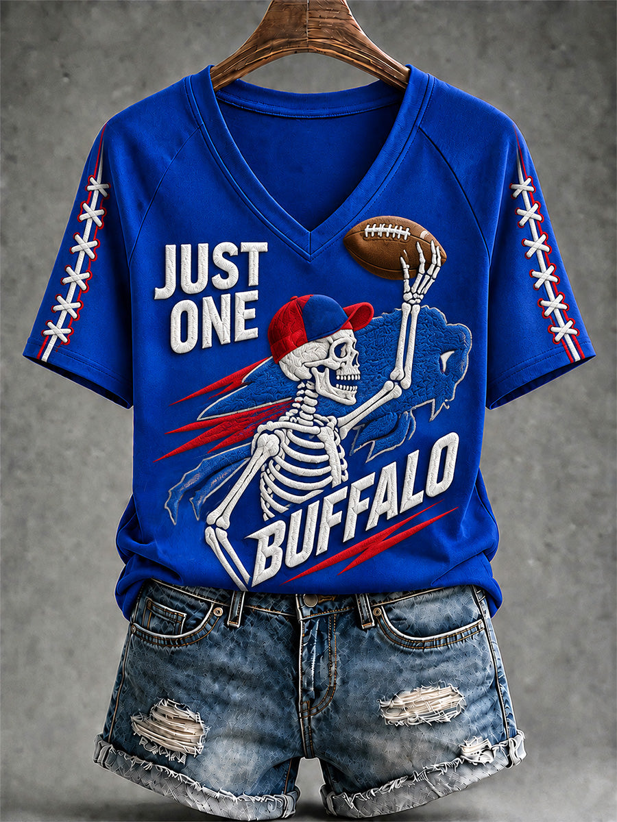 Women's Football Lover Buffalo Print V-Neck Tee