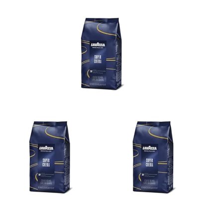 Lavazza Super Crema Whole Bean Coffee Blend, light-Medium Espresso Roast, 2.2 Pound (Pack of 3)