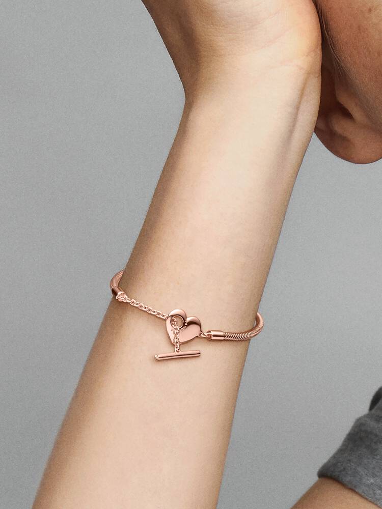 Pandora Moments Heart T-Bar Snake Chain Bracelet