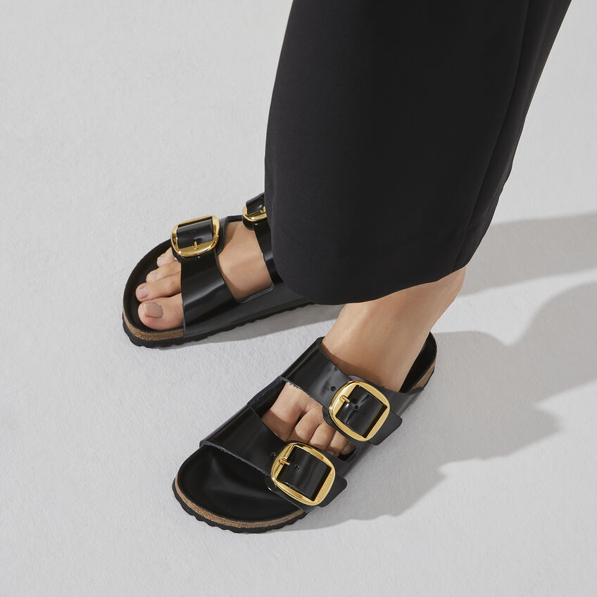 Arizona Big Buckle Natural Leather Patent High Shine Black