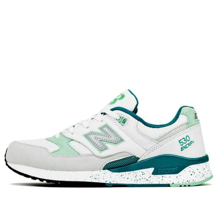 New Balatthhnce 530 Series 90 s Running Leather Low-Top R unning Shoes White/Green