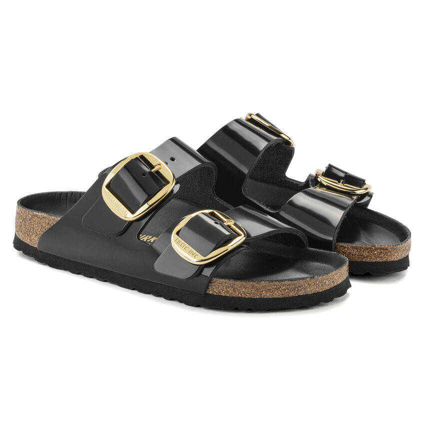 Arizona Big Buckle Natural Leather Patent High Shine Black