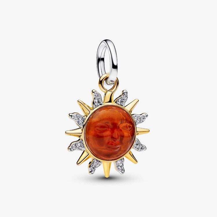 Swirling Sun Two-Tone Dangle Charm