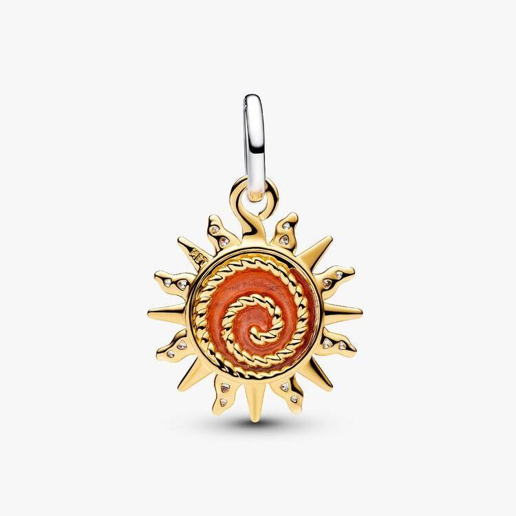 Swirling Sun Two-Tone Dangle Charm