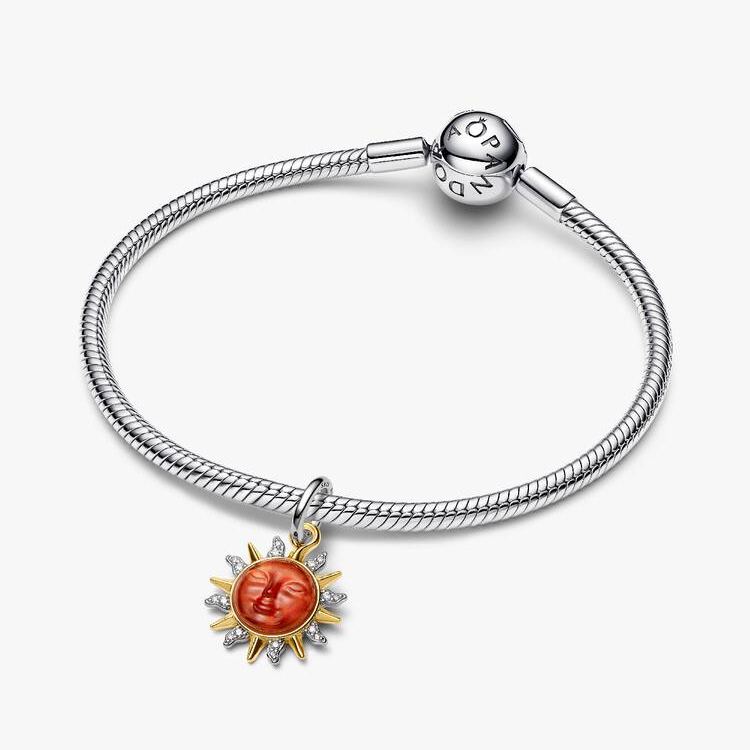 Swirling Sun Two-Tone Dangle Charm