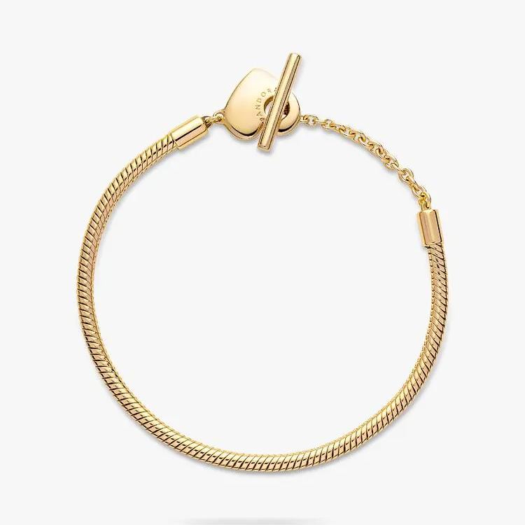 Pandora Moments Heart T-Bar Snake Chain Bracelet