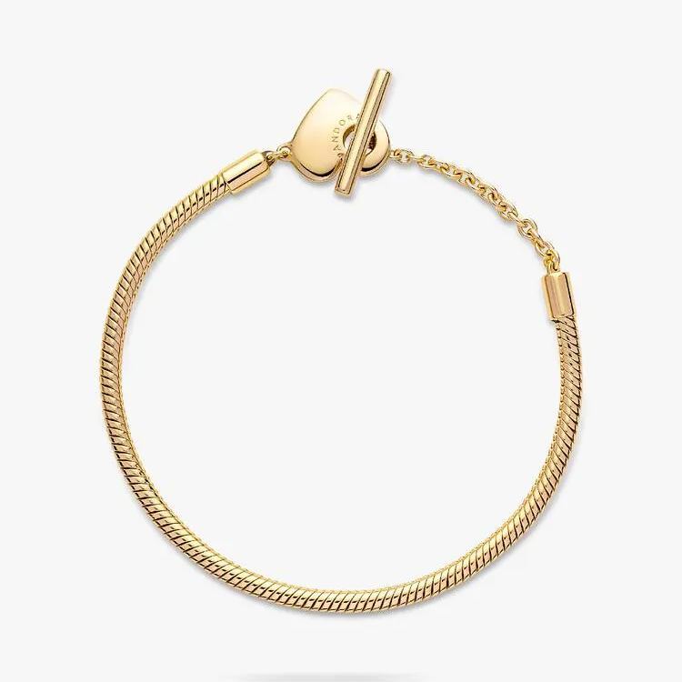 Pandora Moments Heart T-Bar Snake Chain Bracelet