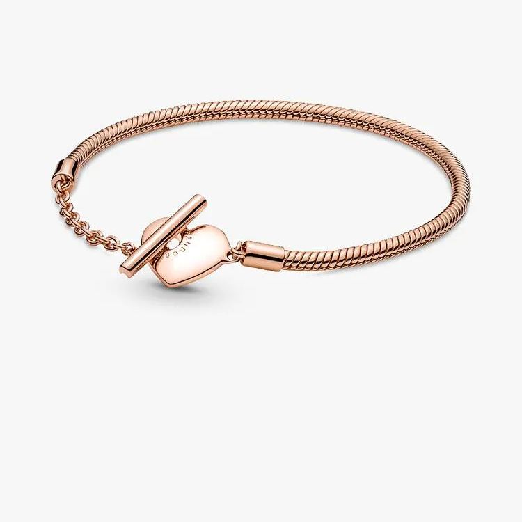 Pandora Moments Heart T-Bar Snake Chain Bracelet