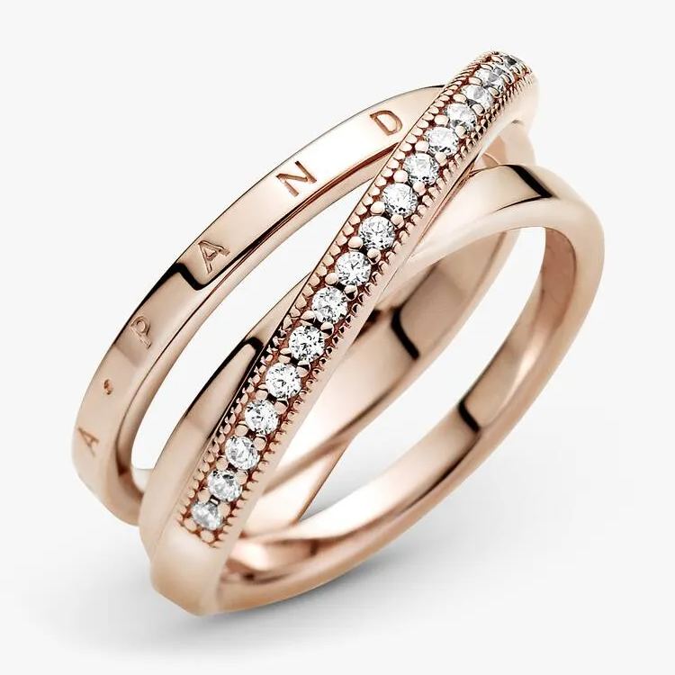 Crossover Pavé Triple Band Ring