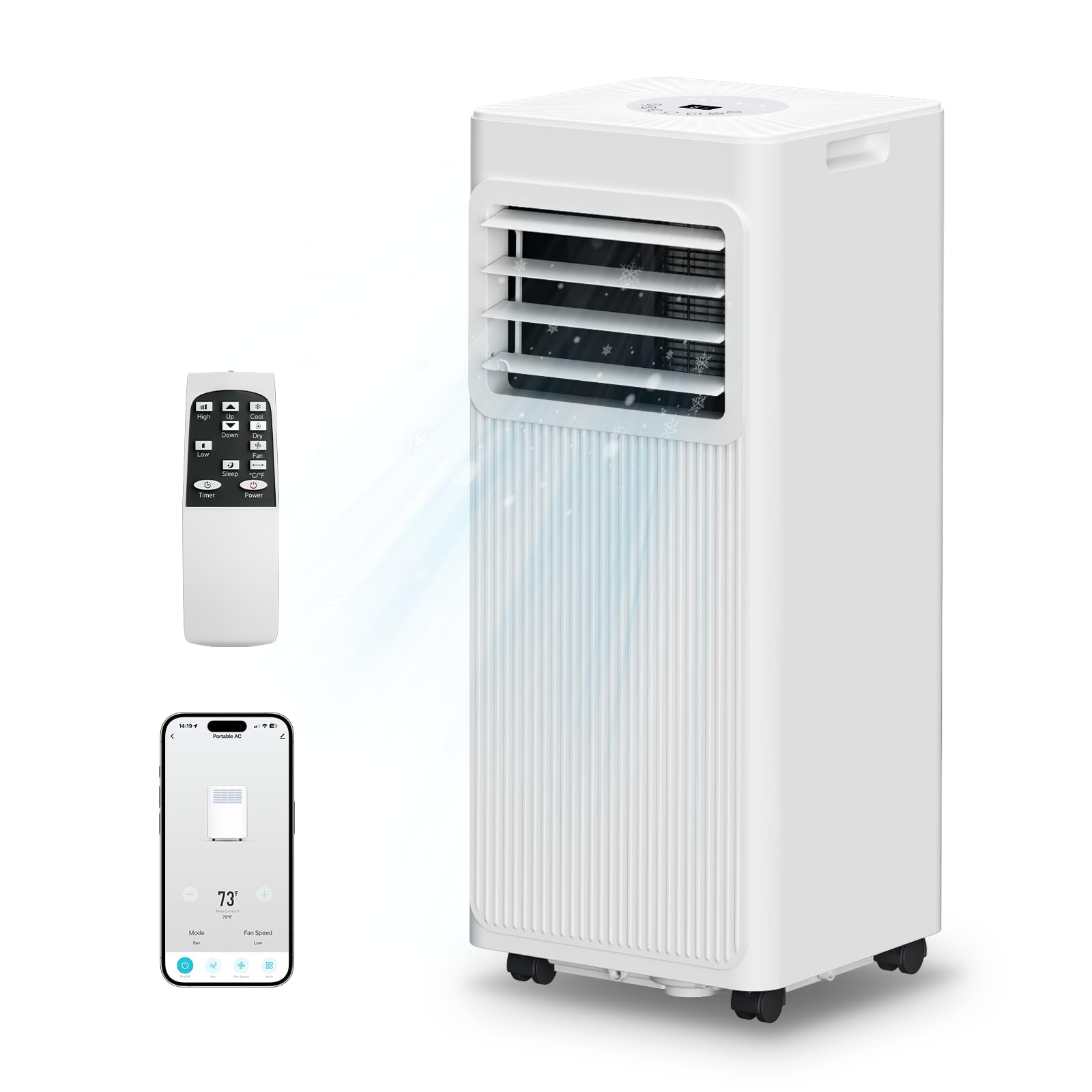 Portable Air Conditioners 16,000 BTU 5-in-1 Air Conditioner Portable Up to 850 Sq.Ft., Portable AC Unit with Cool, Fan, Dehumidifier, 24H Timer, Sleep Smart WiFi Remonte Installation Kit Included-NYpeak