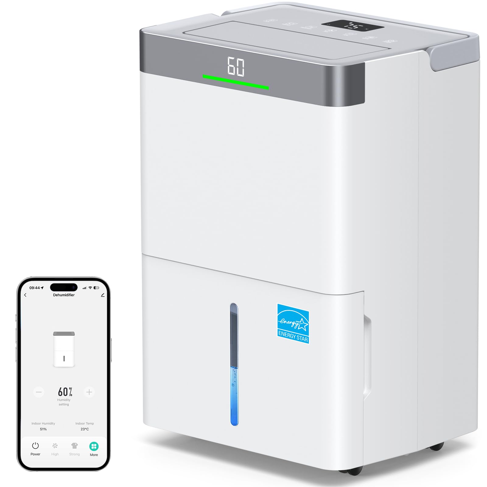 Max 80 Pints Dehumidifier Energy Star Most Efficient 2025 Smart Humidistat up to 5000 Sq.Ft with Drain Hose, Large Water Tank, WiFi Control, 24H Timer Dehumidifier for Basement,Bedroom,Home,Bathroom-NYpeak