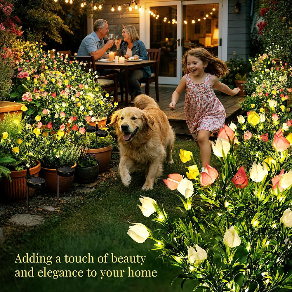 Solar Garden Lights with Gardenias
