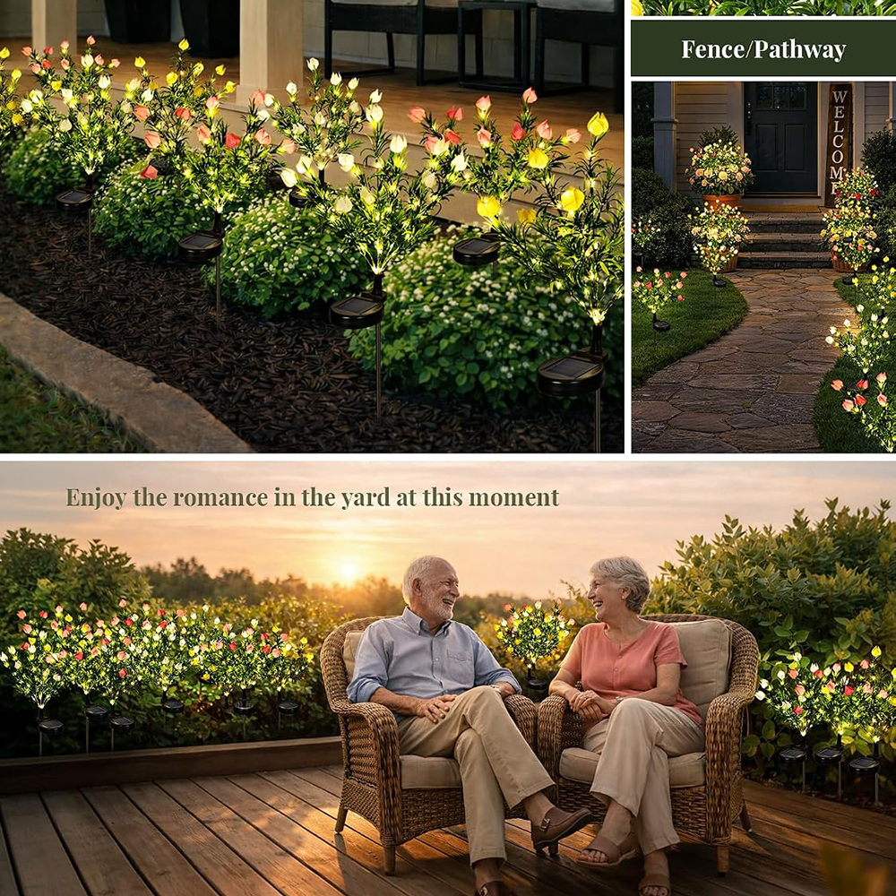 Solar Garden Lights with Gardenias