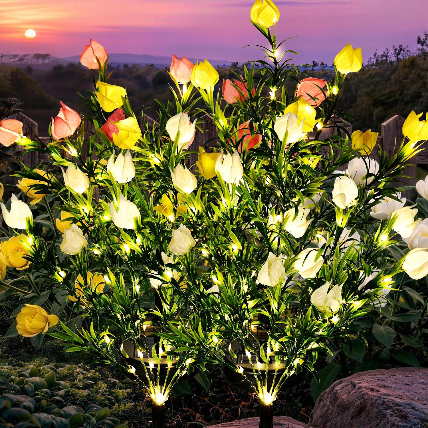 Solar Garden Lights with Gardenias