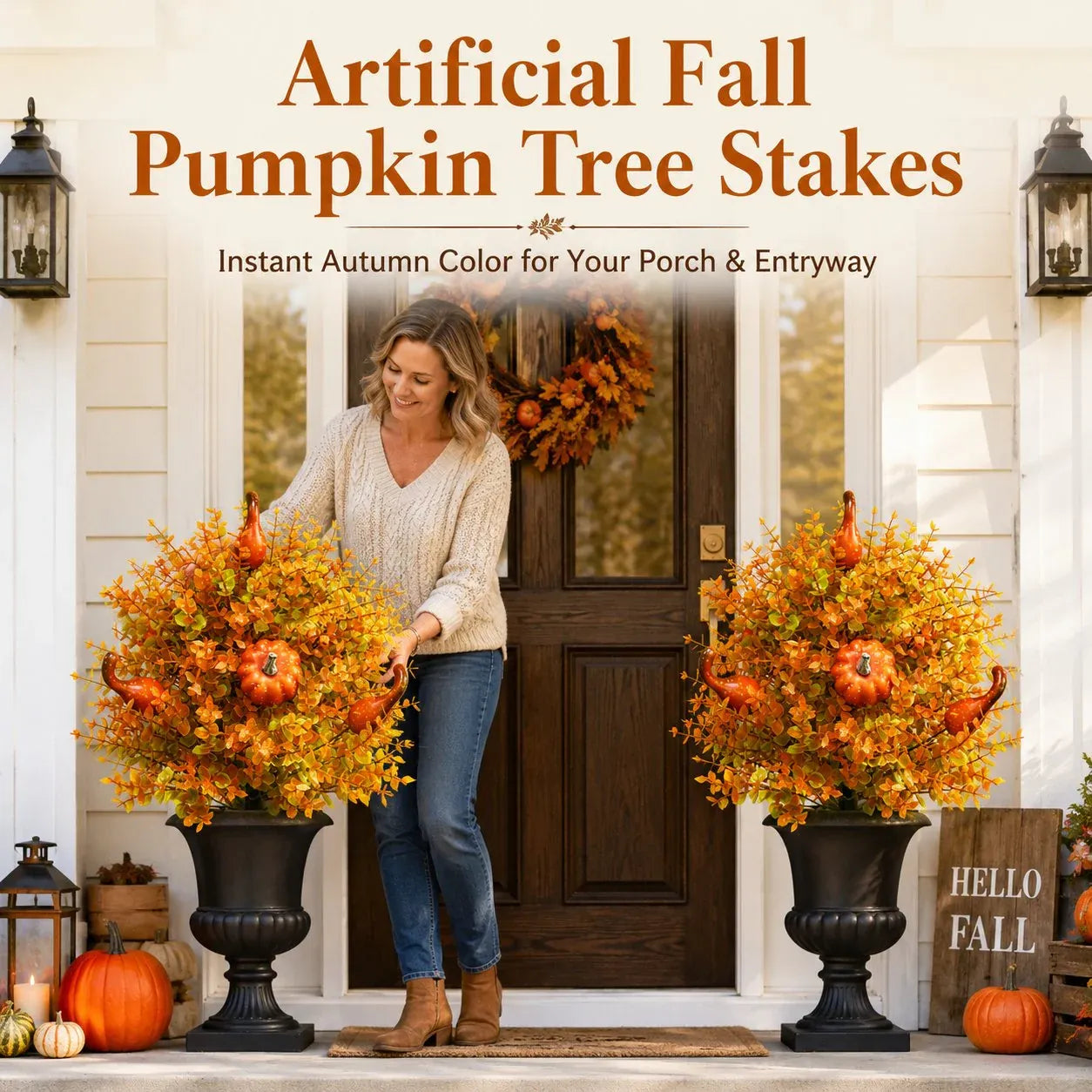 Artificial Fall Pumpkin Tree Stakes
