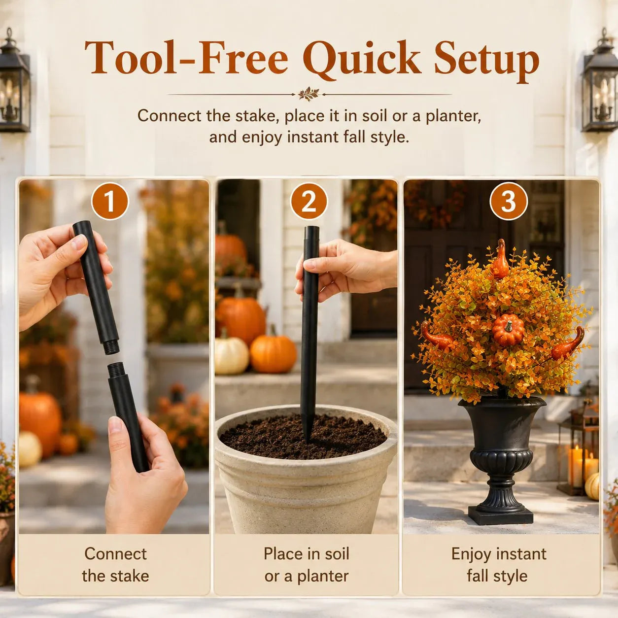 Artificial Fall Pumpkin Tree Stakes