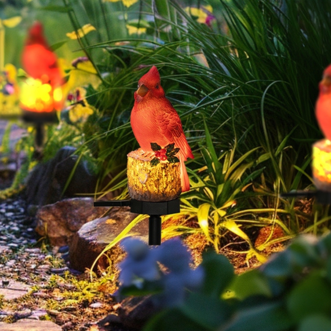 Christmas Cardinal Solar Lights | Winter Garden Decor