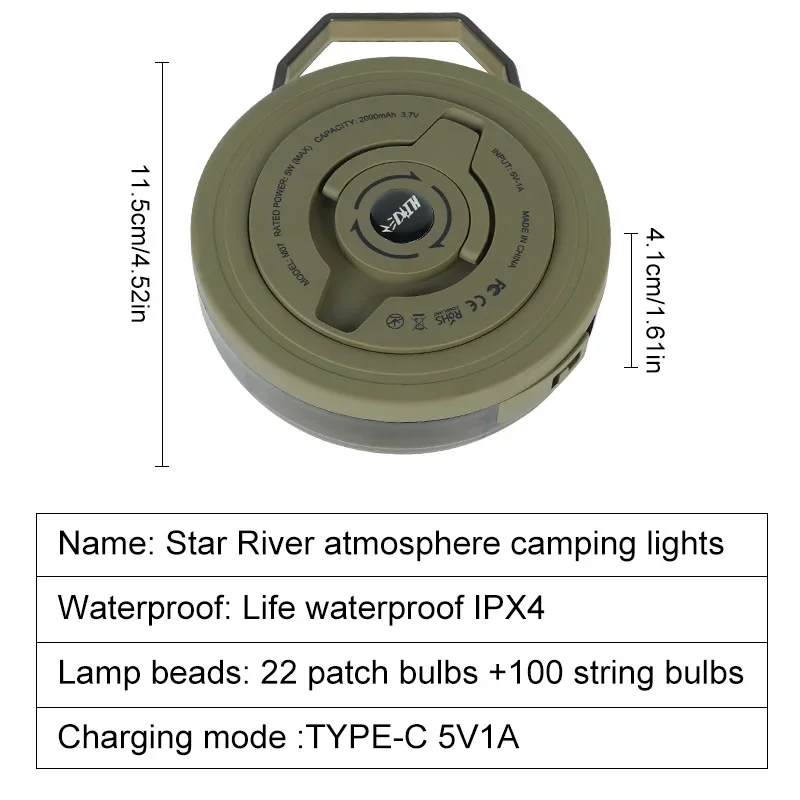 Rechargeable Camping Ambient Light with Type-C 
