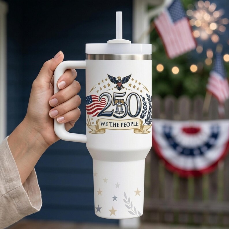 20oz Tumbler Insulated Stainless Steel American Flag Liberty Bell, Gift For Military Veteran