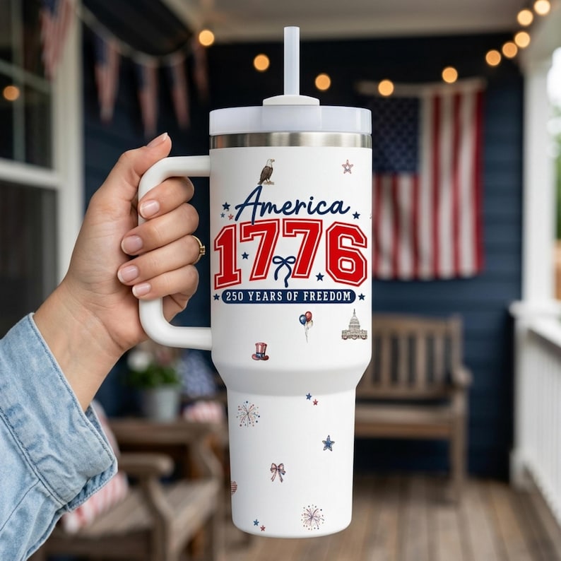  250 Years of Freedom Patriotic Travel Mug, Gift For Her