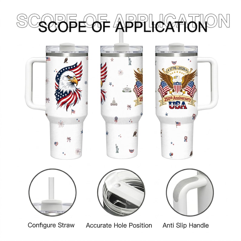 USA 250th Anniversary Travel Mug, Independence Day Gift