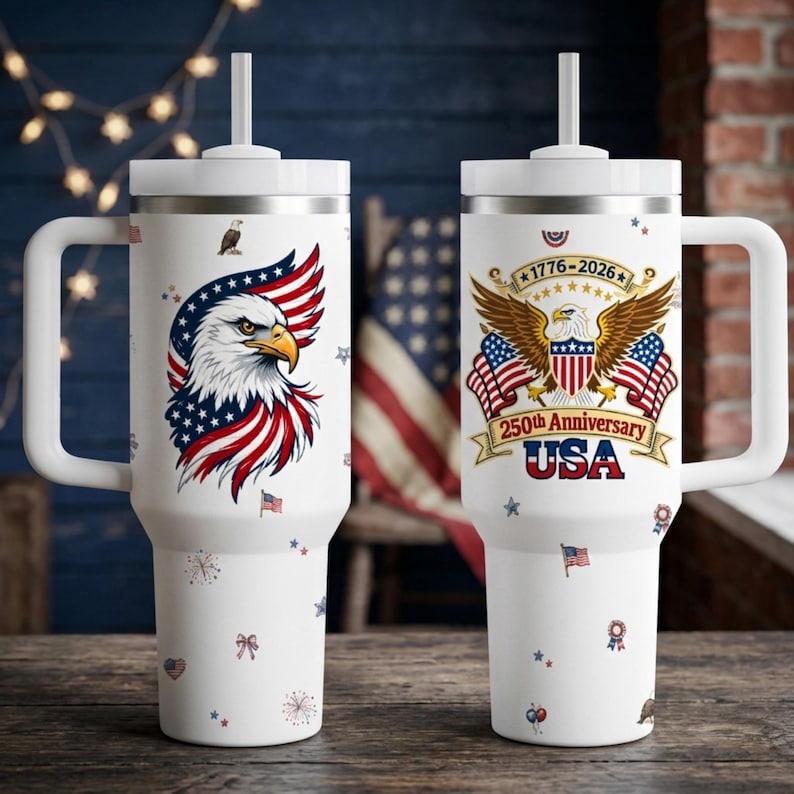 USA 250th Anniversary Travel Mug, Independence Day Gift